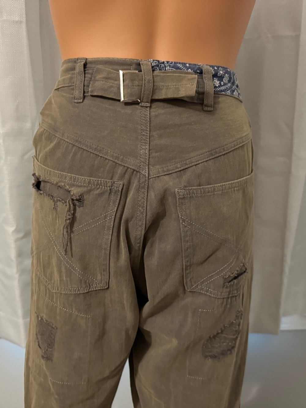 POL Olive Green Cropped Patchwork Pants - Picture 7 of 8